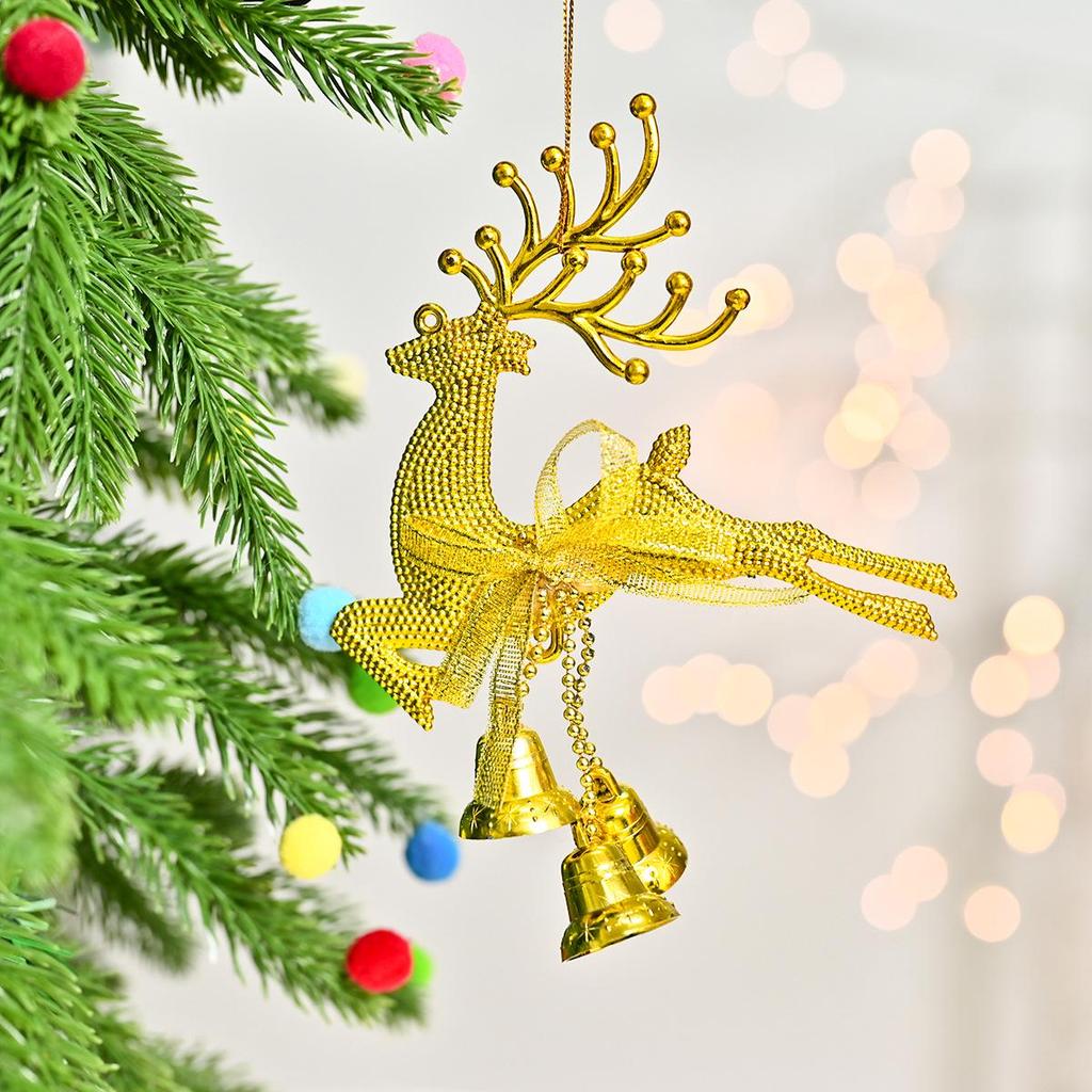 Colorful Reindeer & Bells Christmas Ornaments for Tree & Party Decoration