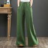 Women's High-Waist Wide-Leg Linen Pants, Plus Size, Floor-Length for Spring/Summer 2024.