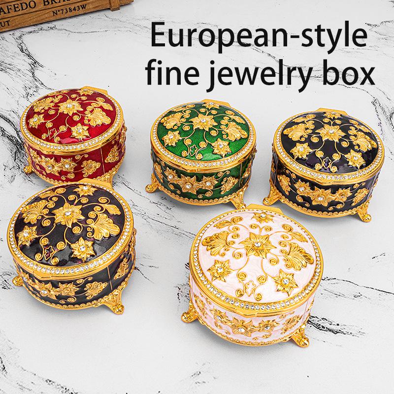 European Retro Enamel Jewelry Box: Exquisite Metal Storage for Necklaces and Princess Jewelry