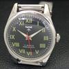 VINTAGE HMT HANDAUFZUG INDISCHE HERREN RÖMISCHE ZIFFERN SCHWARZES ZIFFERBLATT UHR a702846-1