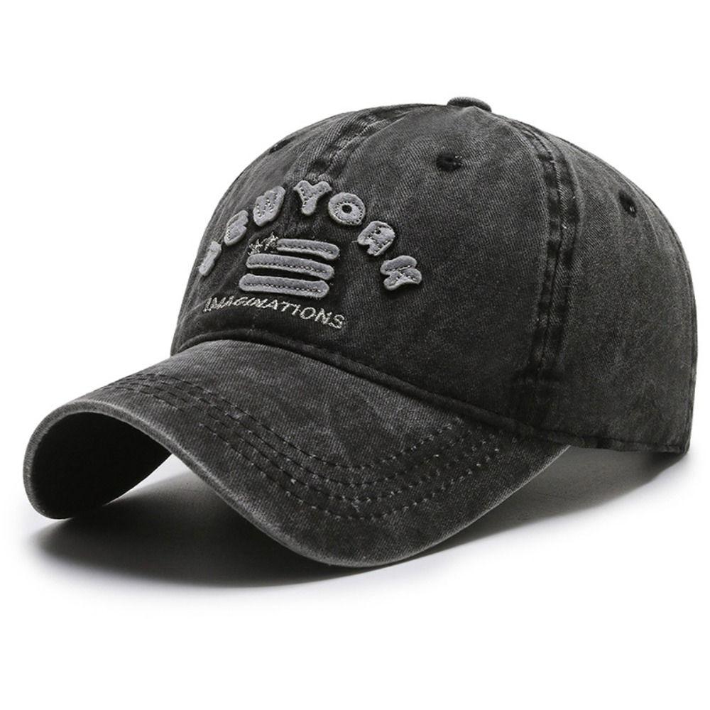 Vintage Letter NEW YORK Embroidery Baseball Cap Visor Washed Cotton Peaked Cap Adjustable Baseball Hats For Man Women