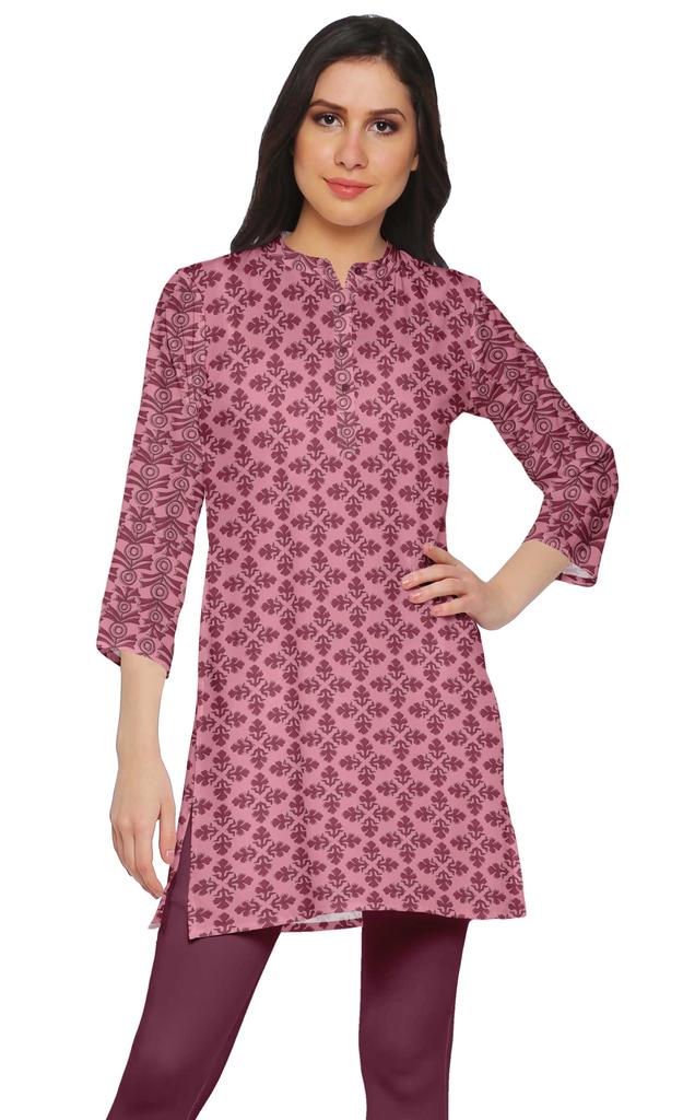 Moomaya Printed Side Slit Short Kurta Tunic For Women Summer Wear Ladies