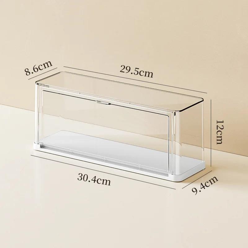 Stackable blind-box storage case, figure display box, dustproof PET clear organizer with stand for dolls and collectibles