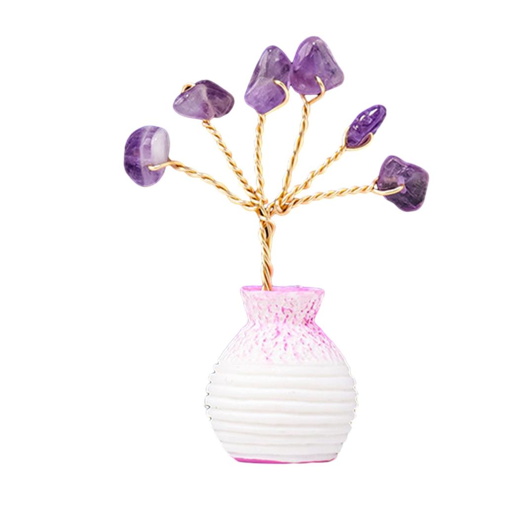 Super Mini Crystal Money Tree Copper Wire Wrapped Agate Slice Base Chakra Gemstone Feng Shui Tree For Home Decor