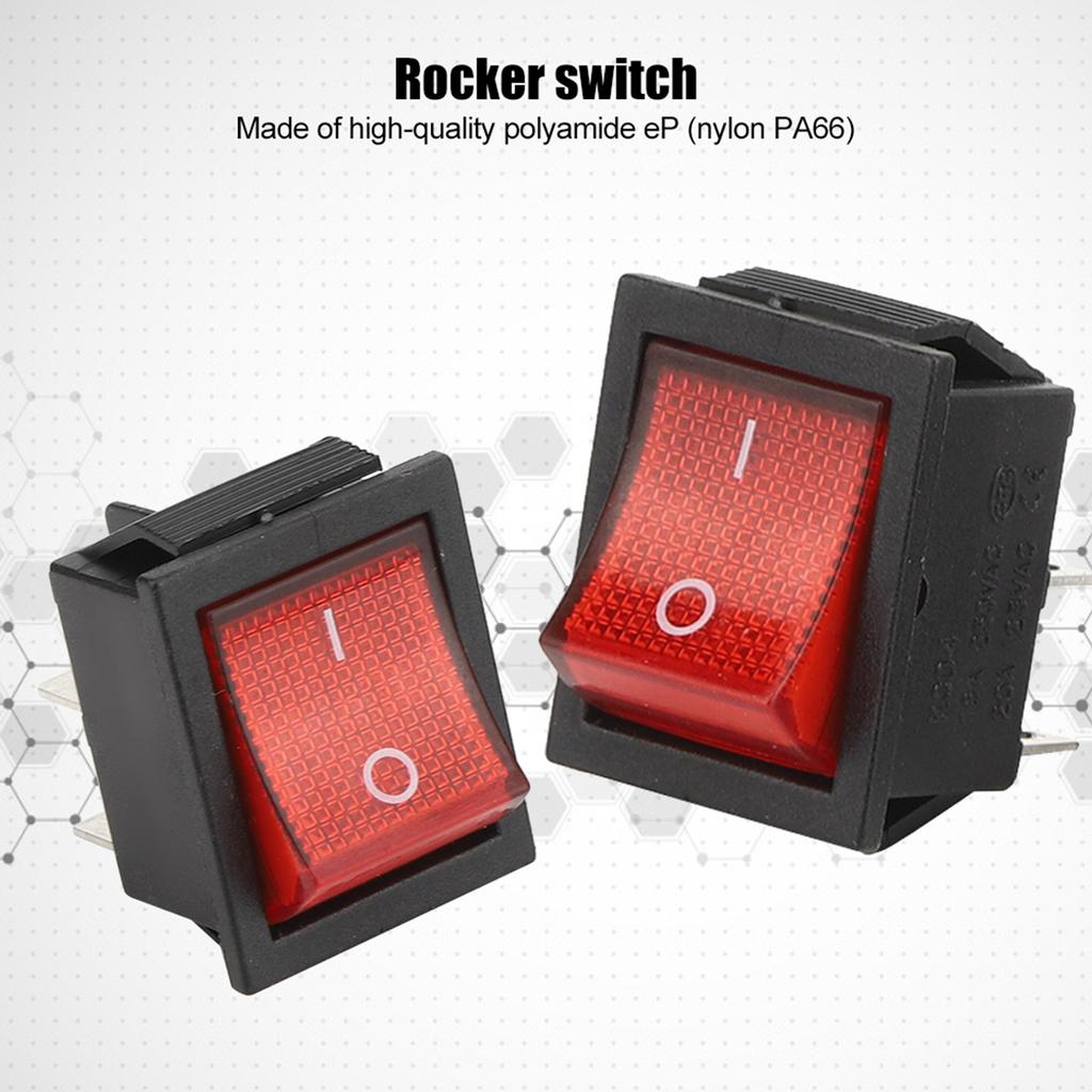 5PCs Rocker Switch 16A 250V 4 Pin with Red Light Industrial Control Accessory 31 X 25mm
