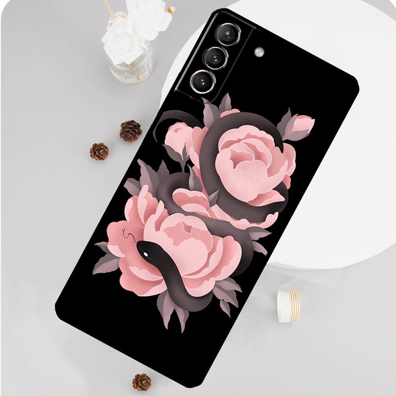 Snake Flower Phone Case For Samsung Galaxy S25 S26 Ultra S20 S21 S22 S23 S24 Plus S10 S25 FE Funda Cover