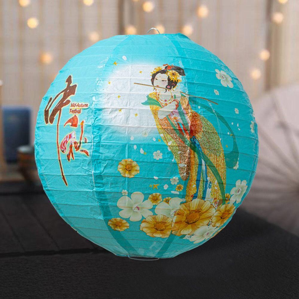 Luminous Chinese Mid Autumn Lantern Hanging Traditional Festival Antique Lantern Good Luck Portable Round Paper Lantern