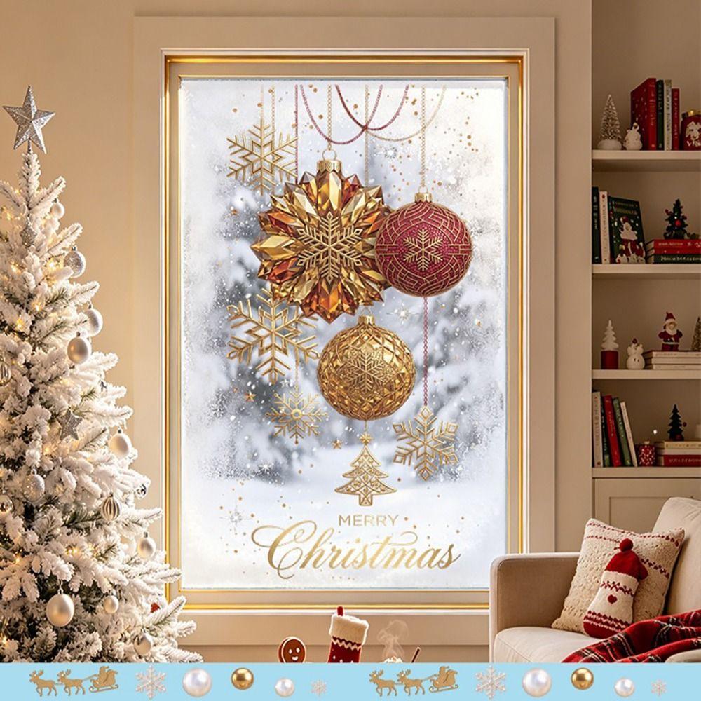 Removable Christmas Ball Window Stickers PVC Window Decoration Stickers  for Store Decoration