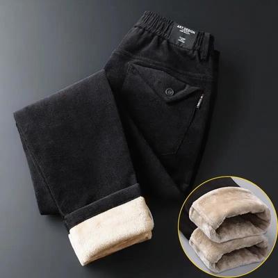 Frühlings-Winter-Cordhosen für Herren Koreanische Gerade Lockere Elastische Plüschhose Cord Samt Freizeithose Streetwear
