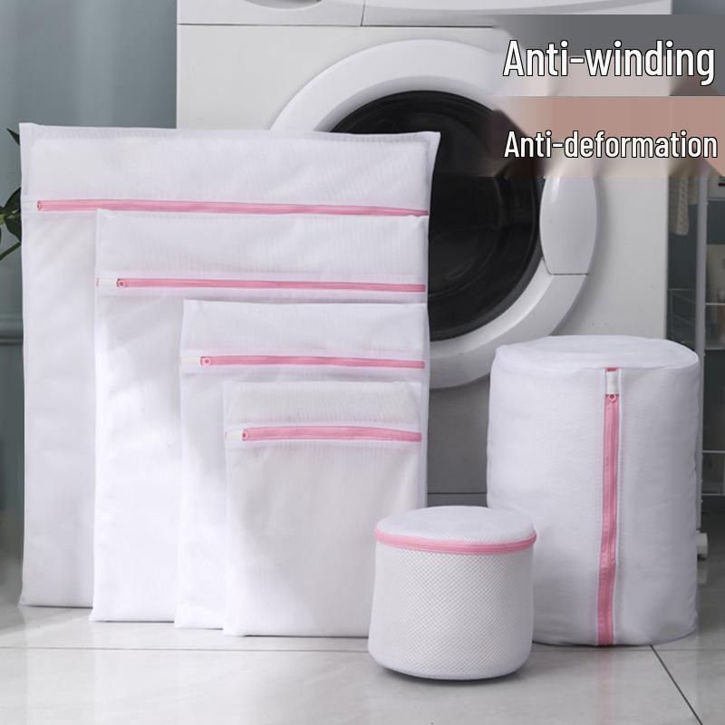 

Thickened White Polyester Mesh Laundry Wash Bags - Large Size, Hotel Quality 60g Pink Zipper Fine Mesh 25x30cm (Premium)