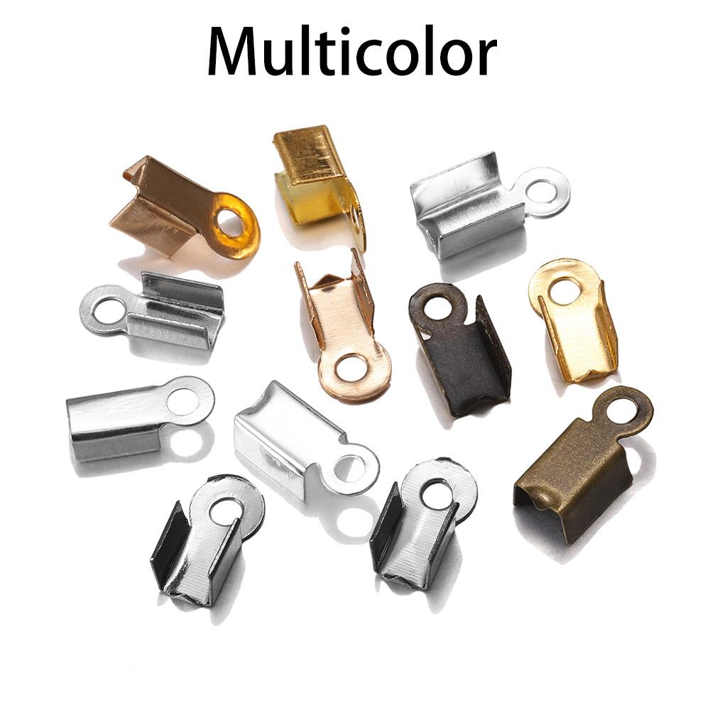 200 Stück/Los Hohlklemmen Kordelendkappen Schnur Band Leder Klemme Spitze Falz Crimp Perlenverbinder Für Schmuckherstellung DIY Zubehör