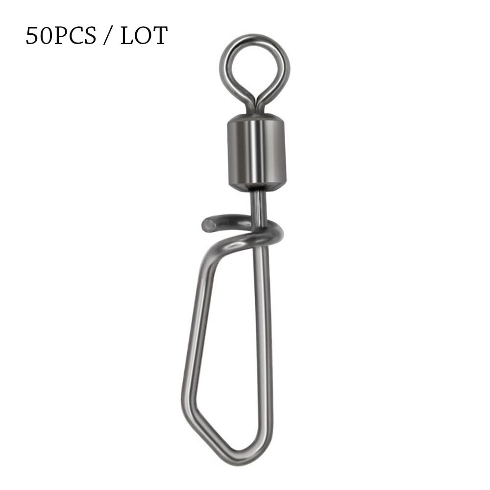 20pcs/lot Useful Stainless Steel Durable Swivels Snap Fishing Connector Solid Rings Rolling Swive
