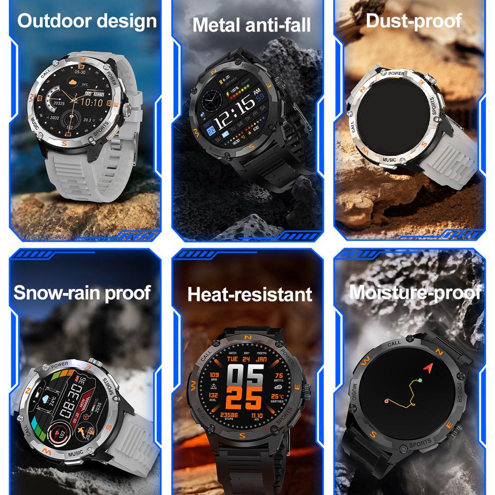 Outdoor GPS Smart Watches Men  Screen Blue Tooth Call Sports Heart Rate Health Detection Deep Waterproof Smartwatch Sleep