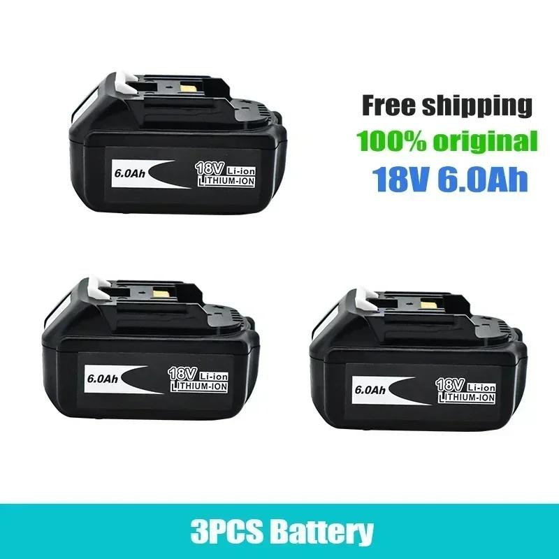 2025NEW for Makita 18V 6000mAh Rechargeable Power Tools Battery with LED Li-ion Replacement LXT BL1860B BL1860 BL1850+3A Charger