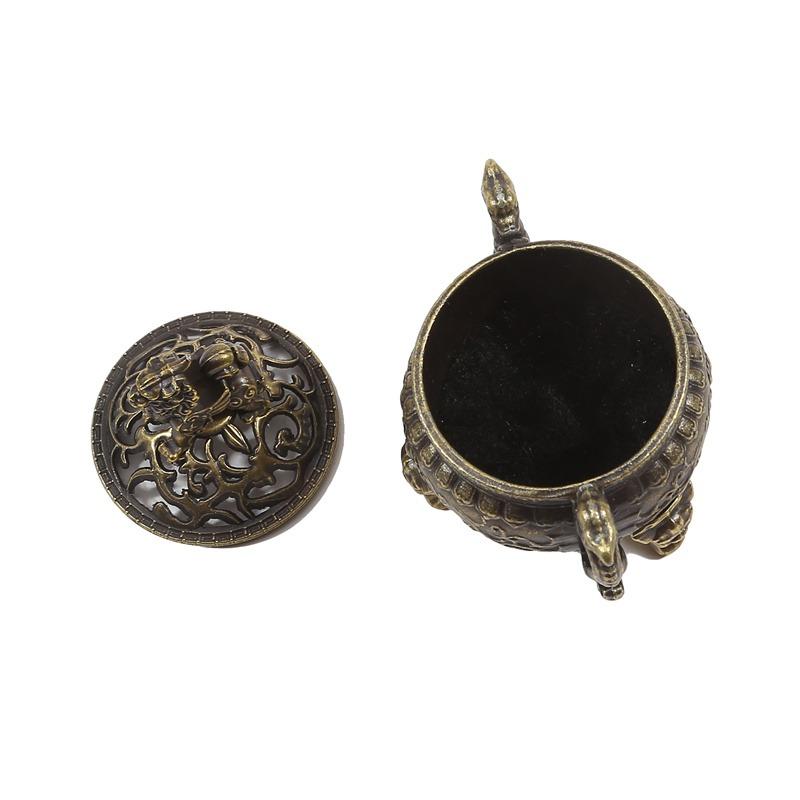 Mini Double Dragon Three Leg Incense Burner Sandalwood Metal Home Office Decor Therapeutic Incense Holder for Relaxatio