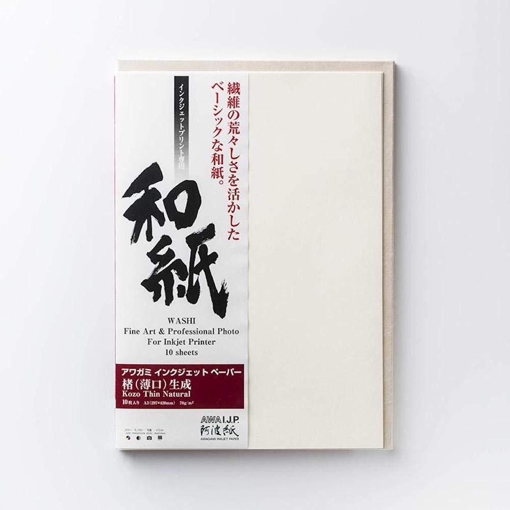Awagami Factory Inkjet Printing Washi Kozo A2 Paper, (2135322 IJ-0322, (Lightweight), Natural, Size)