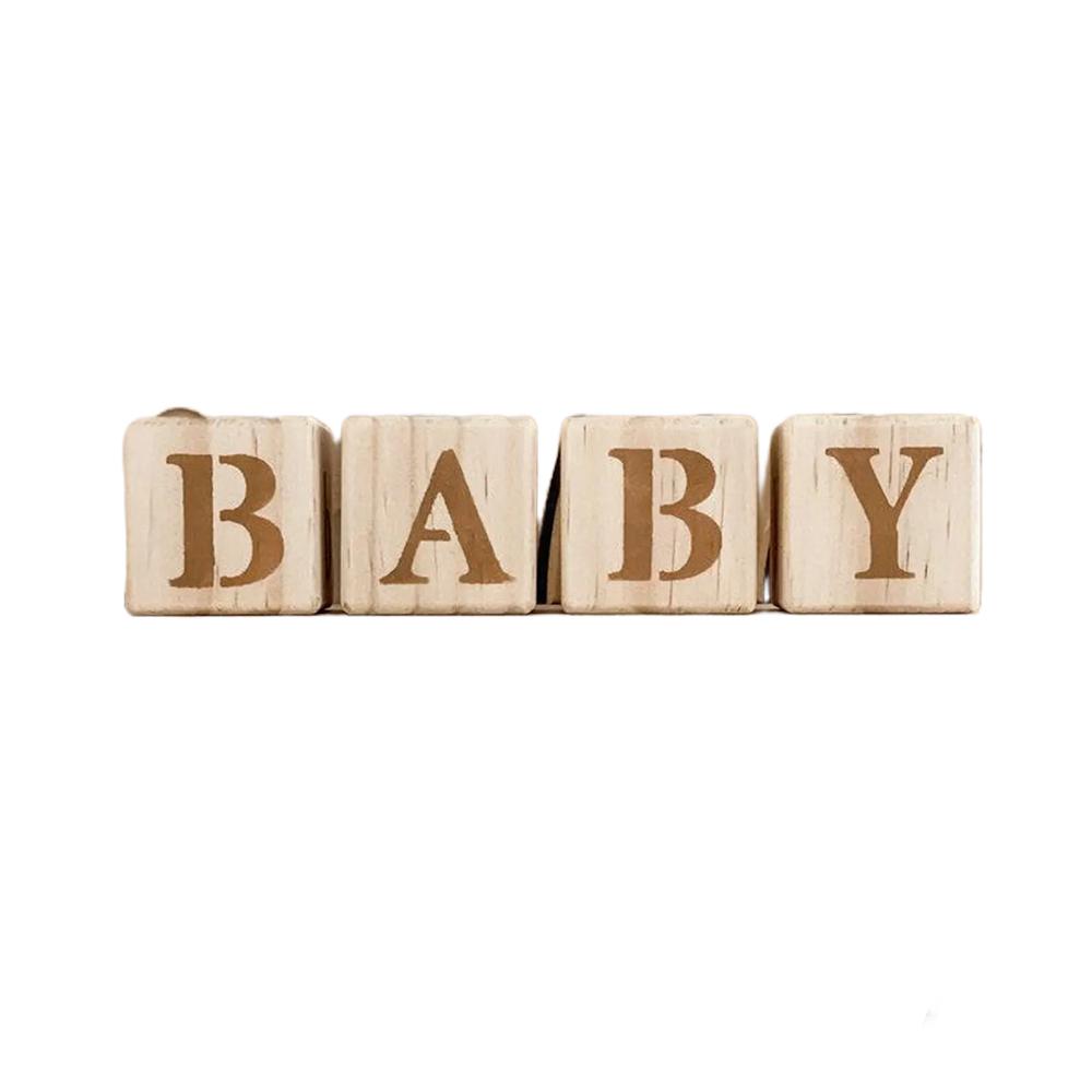 

4Pcs Wooden Letter Blocks Baby Birthday Baby Shower Gift Alphabet Blocks Wooden Nursery Decor Newborn Photo Props Gender Reveal single4x4x4cm