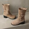Fashion Aphixta 5cm Square Heels Sexy Women Ankle Boots Metal Buckle Dec Cowboy Footwear Winter Shoes Women Zapatos Mujer 2024 Tendencia