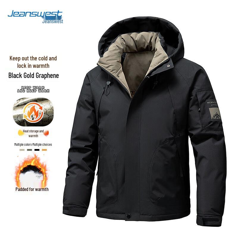 

JEANSWEST Men s Thickened Hooded Winter Padded Jacket XL