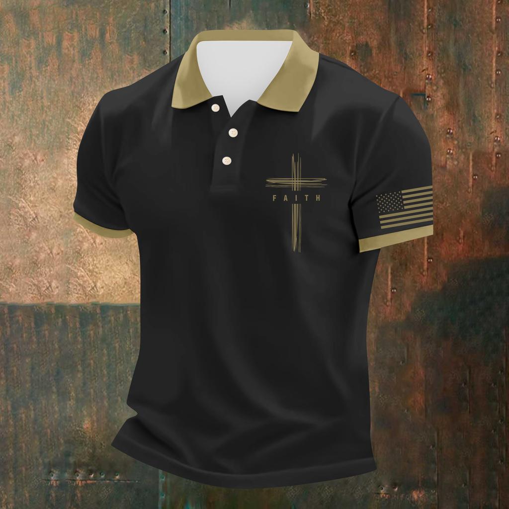 Herren Lässiges Independence Day Bedrucktes Hals Kurzarm T-Shirt