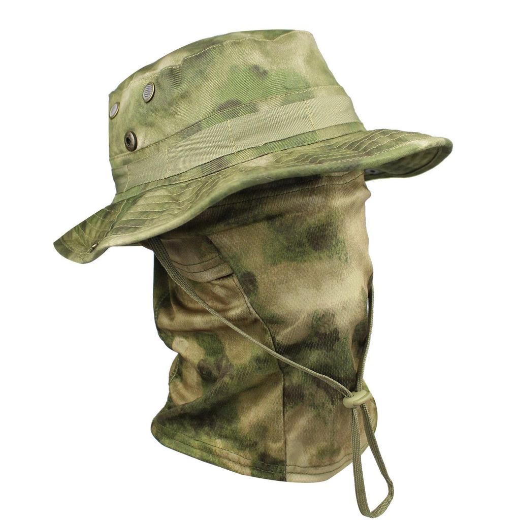 Camouflage Rundkrempenhut & Sturmhauben-Set: Sonnenschutz für den Sommer-Bergsteigen