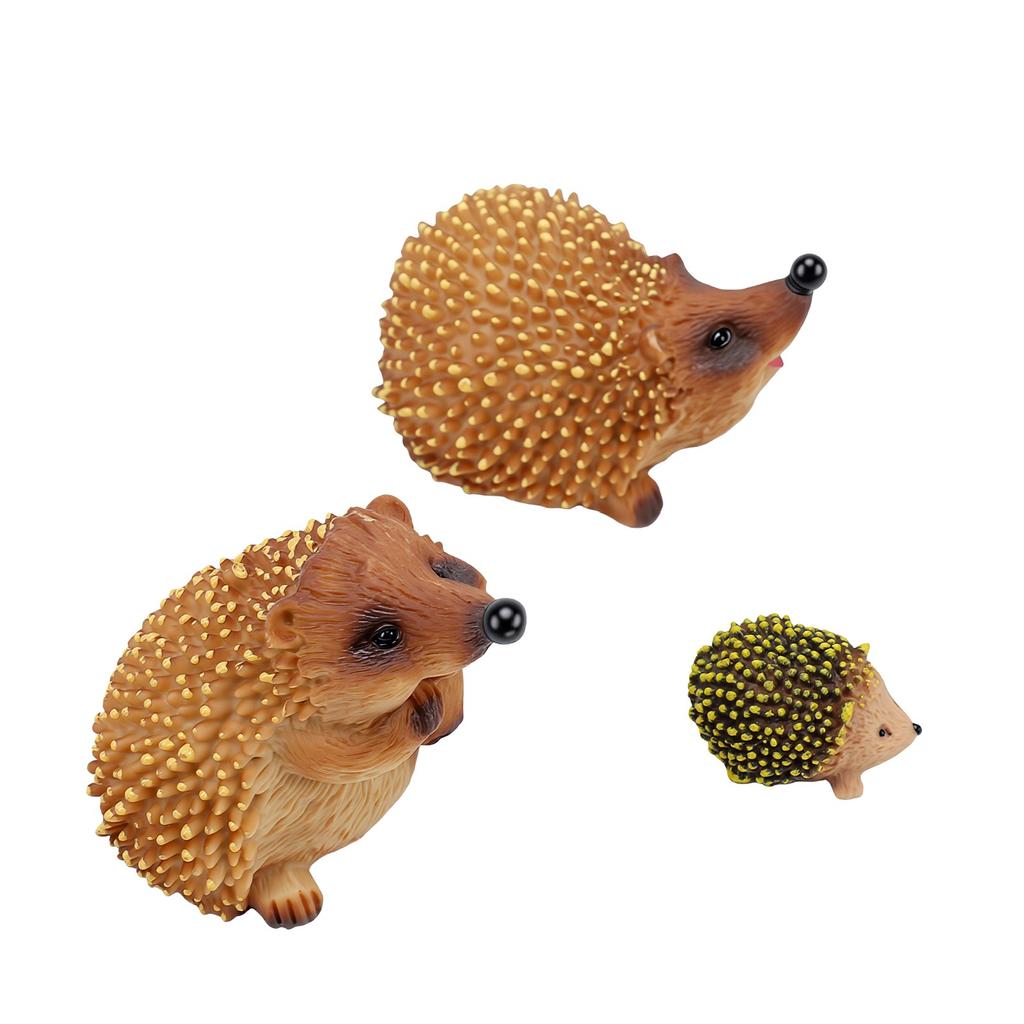 3PCS Miniature Hedgehogs Figurines Family Hedgehogs Statue Adorable Garden Decoration Animal Sculpture Ornaments for
