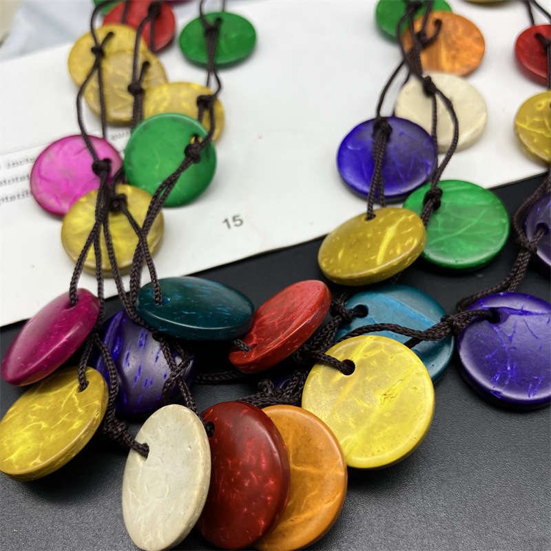 Beach Necklace Women Necklace Anti-Allergy Ornament Wood Long Bohemian Retro style