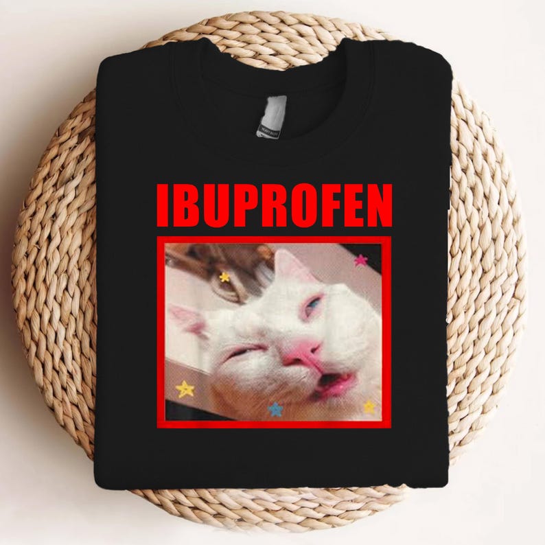 Ibuprofen Kočka Meme Tričko Pánské Ležérní Vtipné Kočka Grafické Trička Módní O-výstřih Pánské Dámské Oblečení Unisex Streetwear Trička