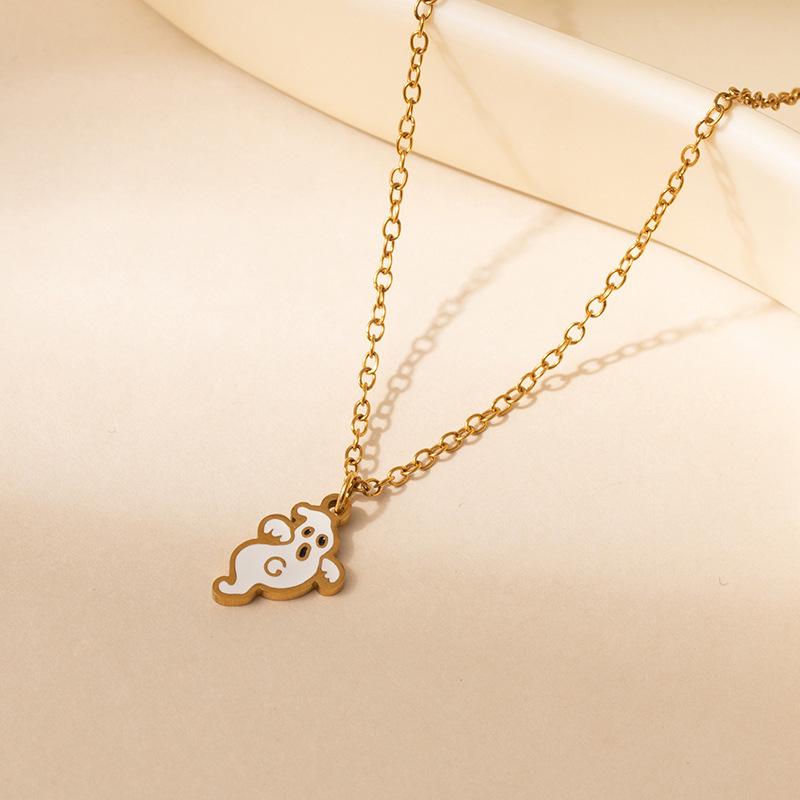 Women's Moon Bat Ghost Necklace: Stainless Steel Clavicle Chain for Halloween and Christmas