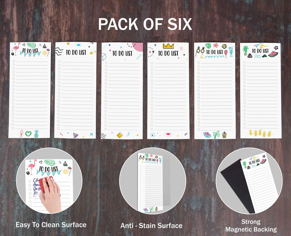Inkdotpot Pack of 6 Funny Magnetic Dry Erase List For Fridge, Wipe Clean W  NoStain, Quick Notes Shopping & Grocery List Whiteboard for Fridge