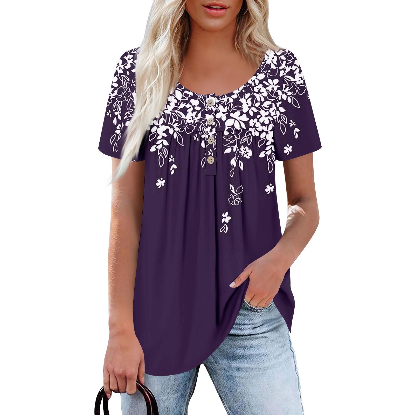 

Женский повседневный топ с круглым вырезом, коротким рукавом, воротником на пуговицах, оборкой на груди, однотонный топ S фиолетовый