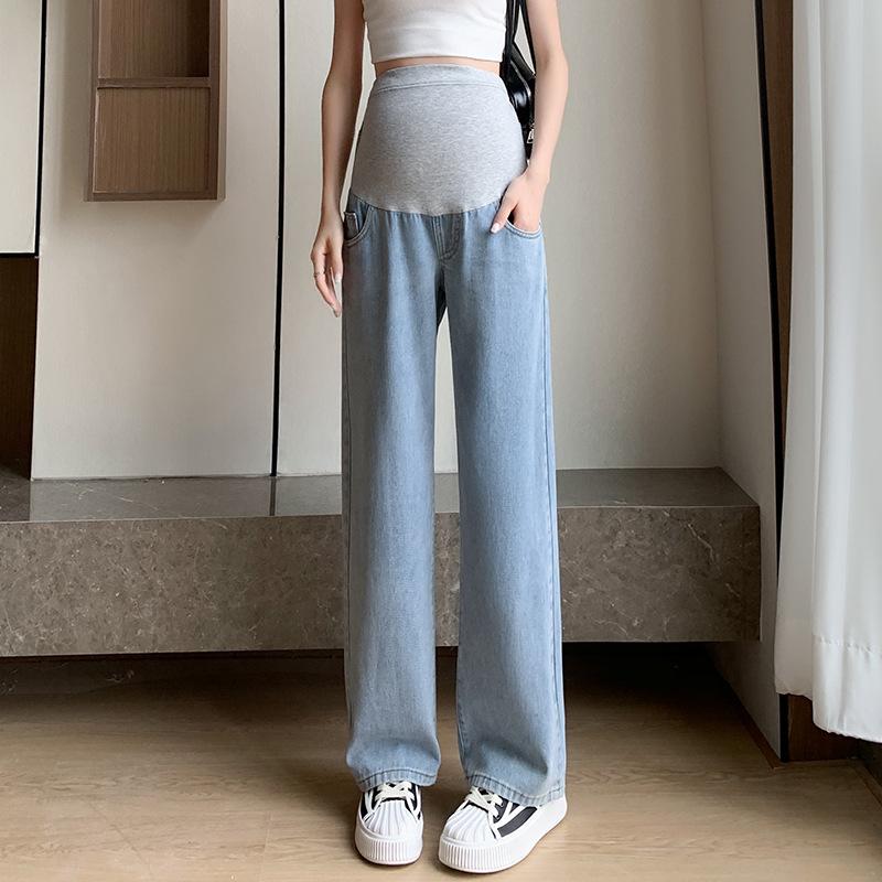 Maternity Summer Classic Wide-Leg Denim Pants - Versatile and Casual 2XL