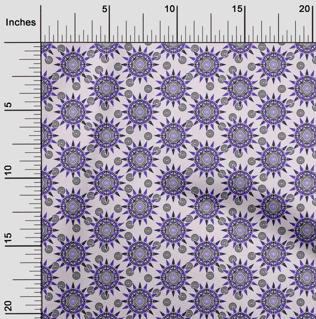 oneOone Cotton Flex Blue Fabric Asian Block Sewing Fabric by The Yard Printed DIY Clothing Sewing Supplies 40 Inch