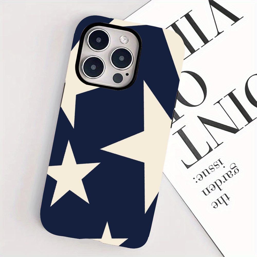 Blue background and white star 2-in-1 phone case suitable for iPhone 17 16 15 14 13 12 11 Pro/Max/Plus anti drop and shockproof