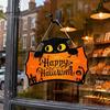 Halloween Yard Hanging Signs Wooden Door Plaque, Printed Black Cat Pumpkin Castle Spider Web Front Creative Gifts Sign, Waterproof Ornament for Indoor