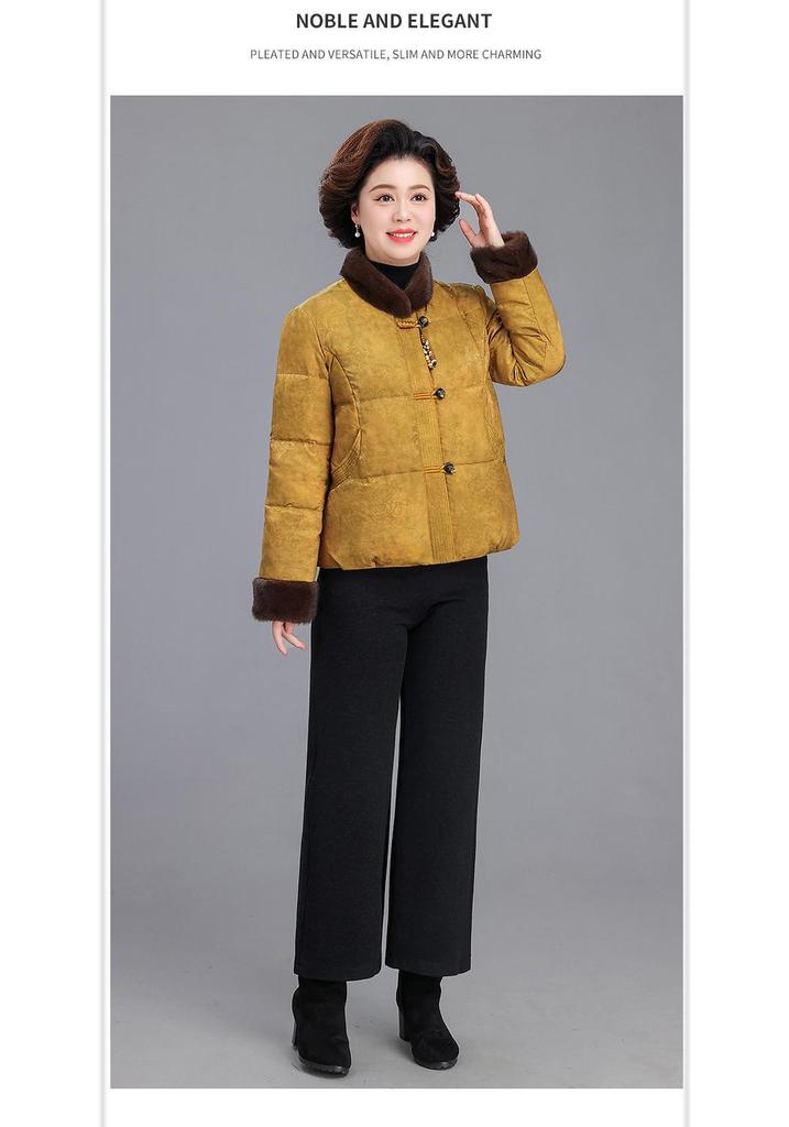 Stylish Red Down Jacket for Middle-Aged and Elderly Women - Thickened Winter Coat