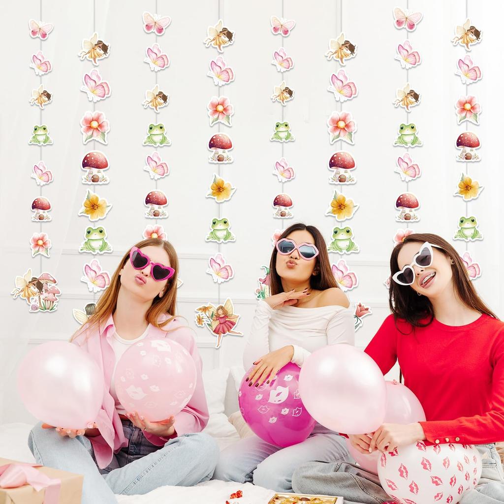 Fairy First Birthday Party Decorations, 8PCS Fairy Hanging Garland Banners Decor Butterfly Flower Fairies Theme Hanging Banner Decor for Wall Ceiling