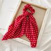 Polka Dot Print Chiffon Long Ribbon Scrunchies Women Girls Ponytail Holder Elastic Rubber Bands Hair Ties Ropes Hair Accessories