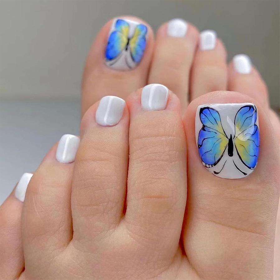

European & American French Toenail Tips - Butterfly Nail Art Patches