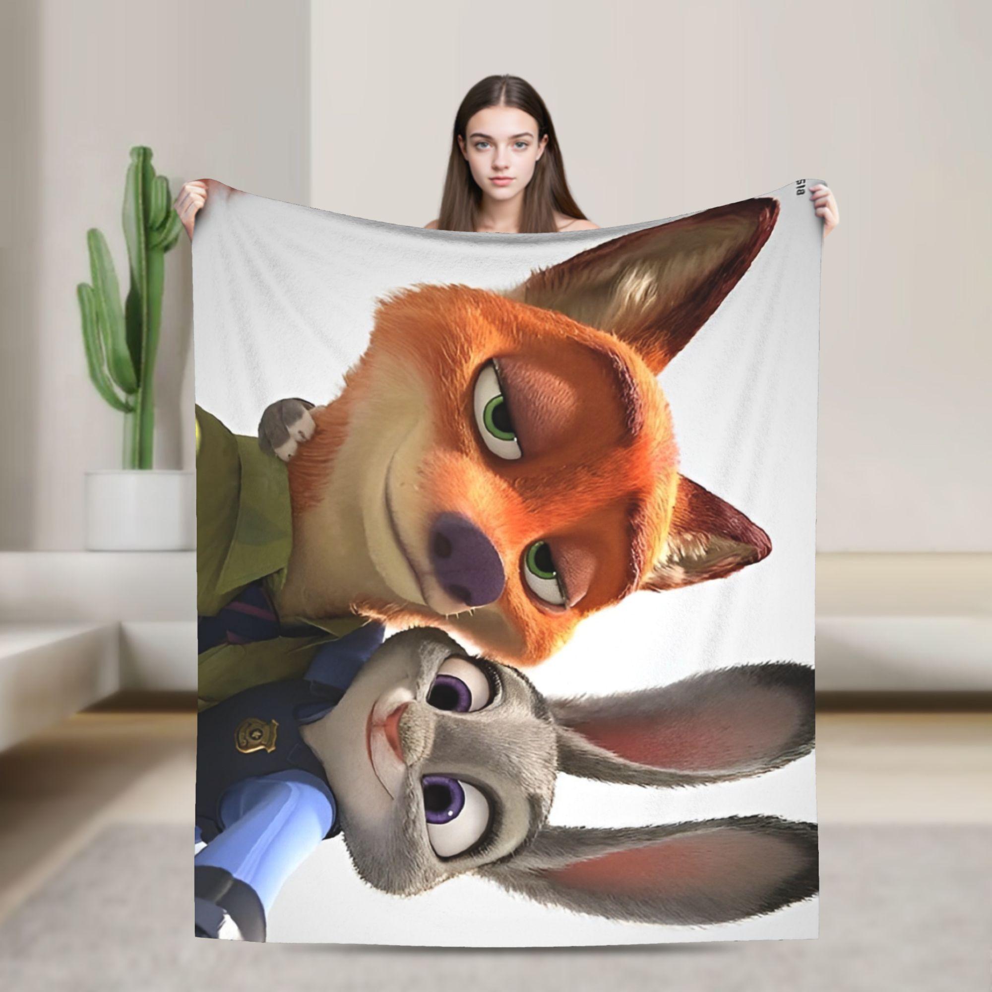 

Anime Zootopia Cartoon Flannel Blanket Super Soft Throw Blanket for Bedroom Airplane Travel Fashion Bedspread Sofa Bed Cover 75x90cm