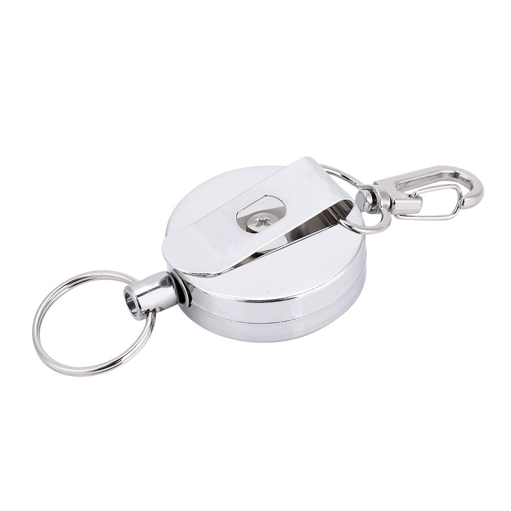 4cm Teleskopischer Stahlseil Schlüsselanhänger Diebstahlschutz Verlustschutz Schlüsselring Camping Werkzeuge Karabiner