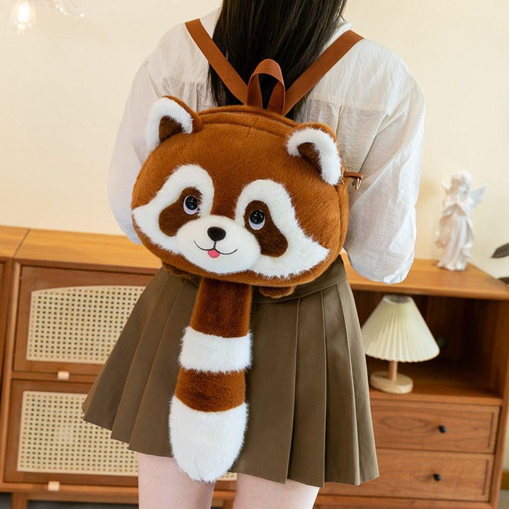 Soft Plush Raccoon Backpack Cartoon Animal Raccoon Shoulder Bag Cute Animals Raccoon Bag  Zoo Gift