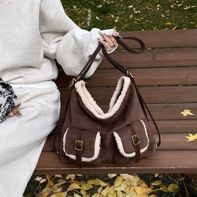 Schülerinnen Rucksack Damen Winter neu Retro Mode matte Tragetasche strukturierte Damentasche