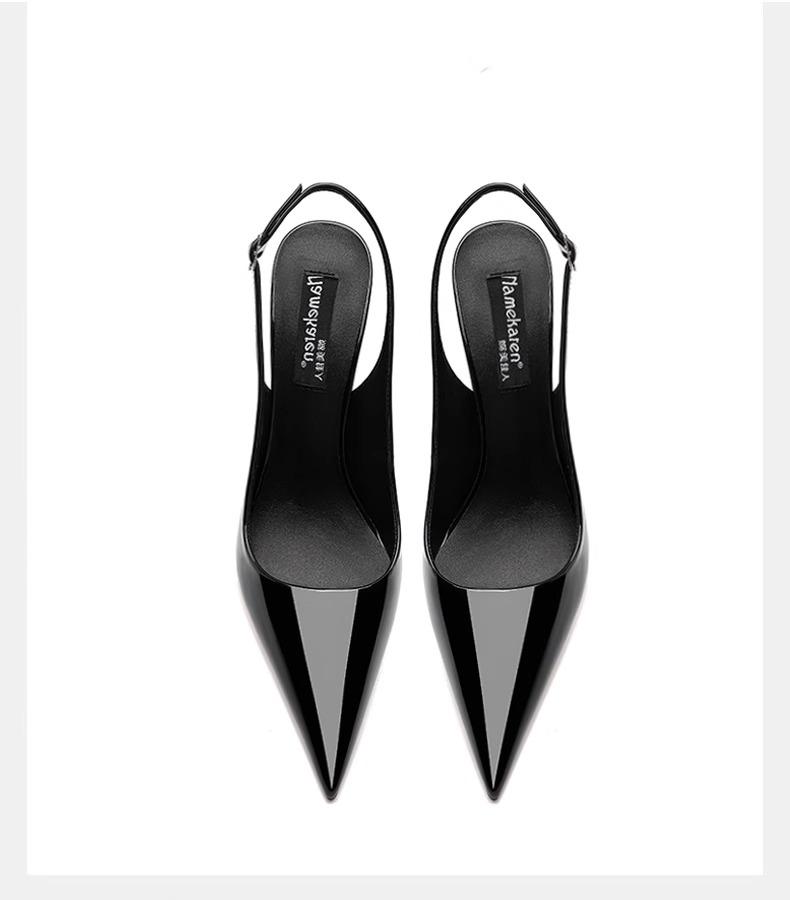 2026summer Fashion Buckle Women's High Heels 10cm  Open Heel Party Dress Designer Pointed Toe Casual Sandals Zapatillas Mujer