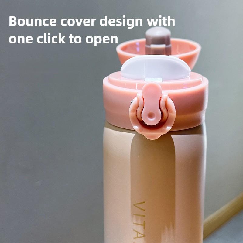 Gradient Color 304 Stainless Steel Thermal Bottle with Flip Lid Portable Outdoor Vacuum Insulated Cup Halloween Christmas Gift