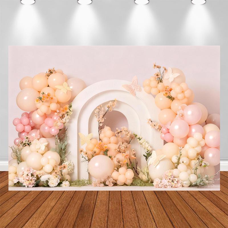 LS Floral Blooming Backgrounds Cake Smash Kids Adult Photography Props Child Baby Butterfly Balloons Decors Photo Backdrops