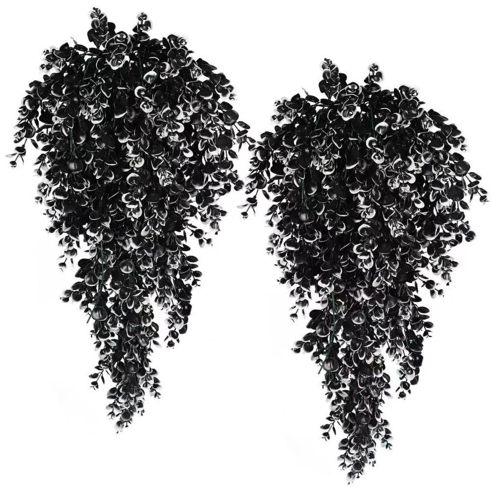 Black Artificial Vines Plants Plastic Leaf Fake Plants New Hanging Plants  Halloween Decoration