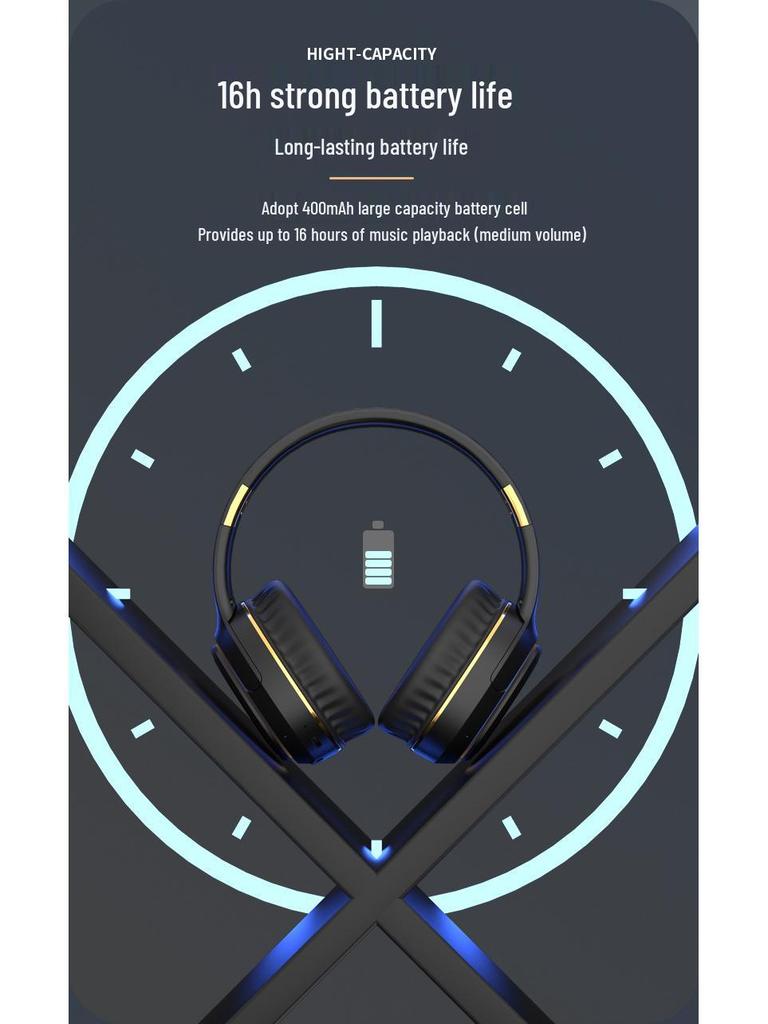 New H6 Wireless Over-Ear Bluetooth Headphones with Atmosphere Light and Heavy Bass, Foldable and Retractable Design