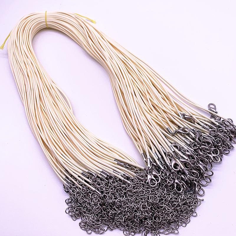 New 10pcs 1.5mm Leather Cord Wax Rope Chain Necklace Extender Chain Lobster Clasp DIY Jewelry Accessories