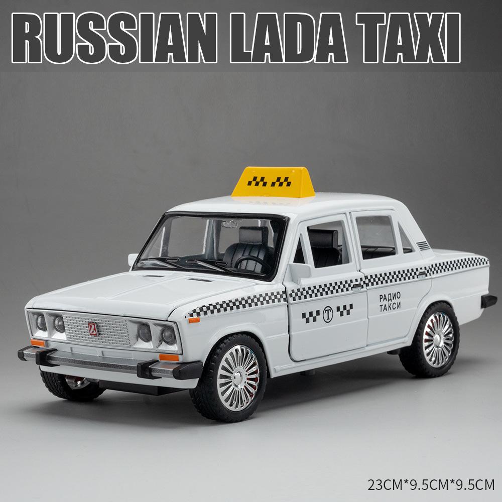 1/18 Russia Lada Niva Taxi Cars Models Alloy Diecast Toys 6 Doors Opened Vehicle With Light Sound Taxis Model Kids Birthday Gift